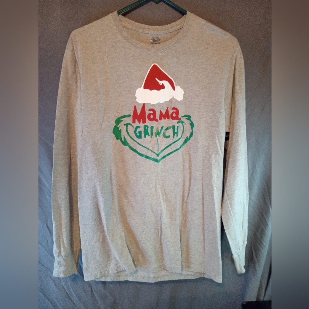 Gray Fruit Of The Loom Platinum 'Mama Grinch' Long Sleeve Shirt